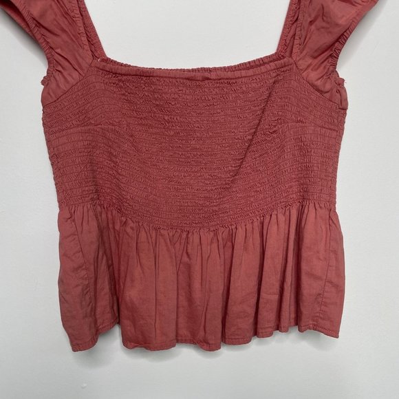 Abercrombie & Fitch Pink Smocked Cropped Top Size Large - Picture 2 of 6